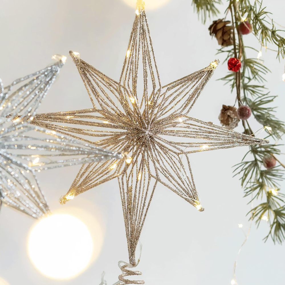 Star Tree Topper - 30cm LED 별 크리스마스 트리 토퍼,