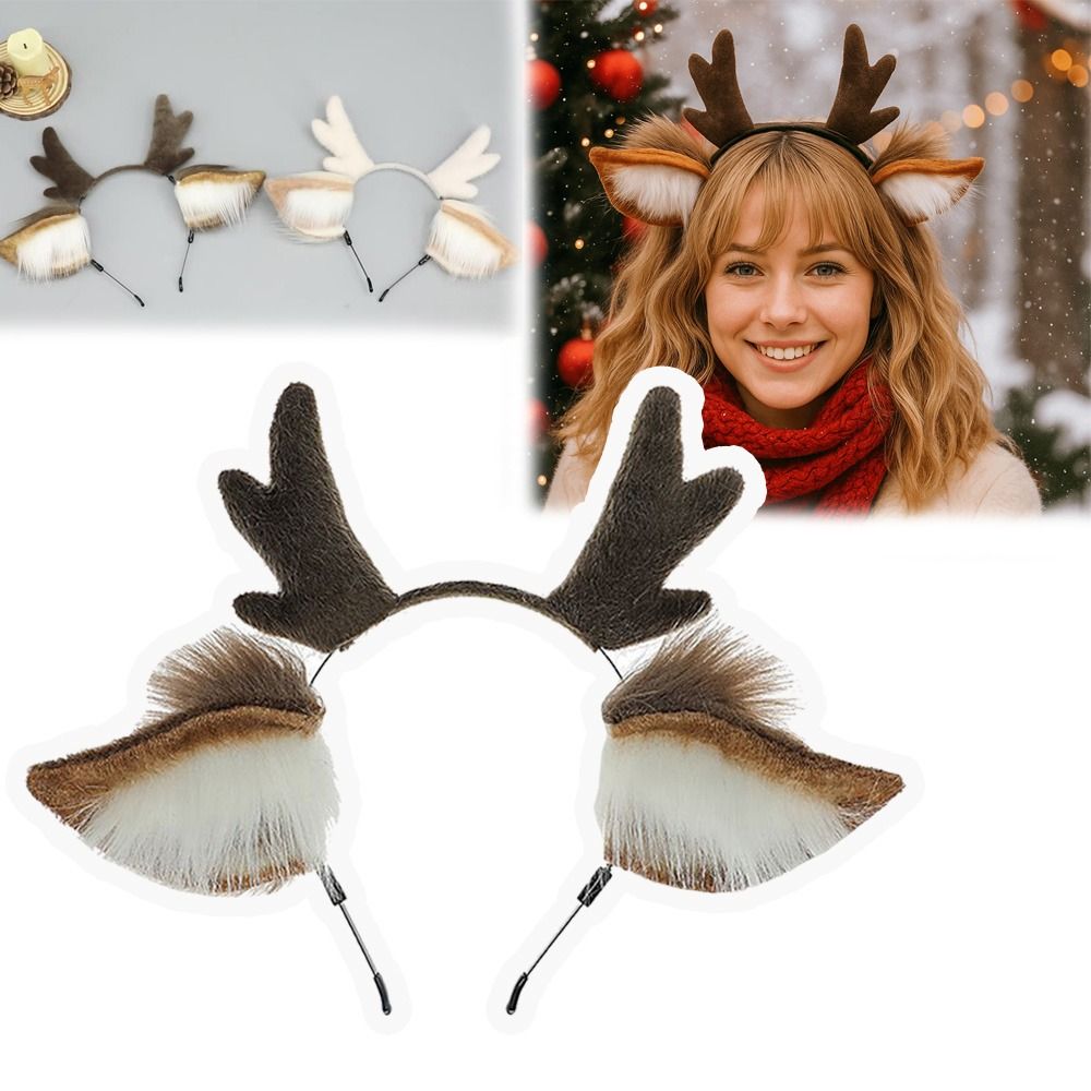 Reindeer Antlers Headband - 유니섹스 사슴 귀 루돌프 뿔 머리띠