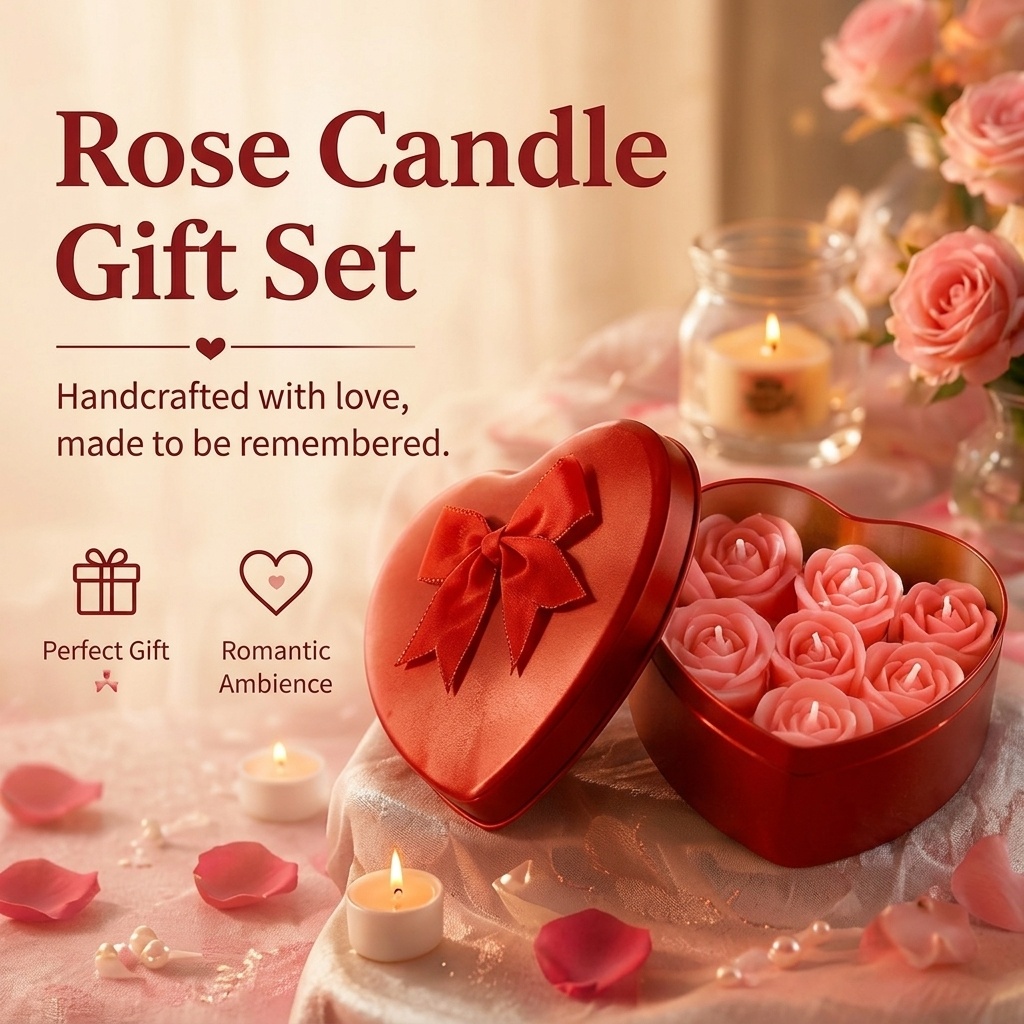 Holiday Candle Set - 장미 모양 소이 왁스 캔들 6종