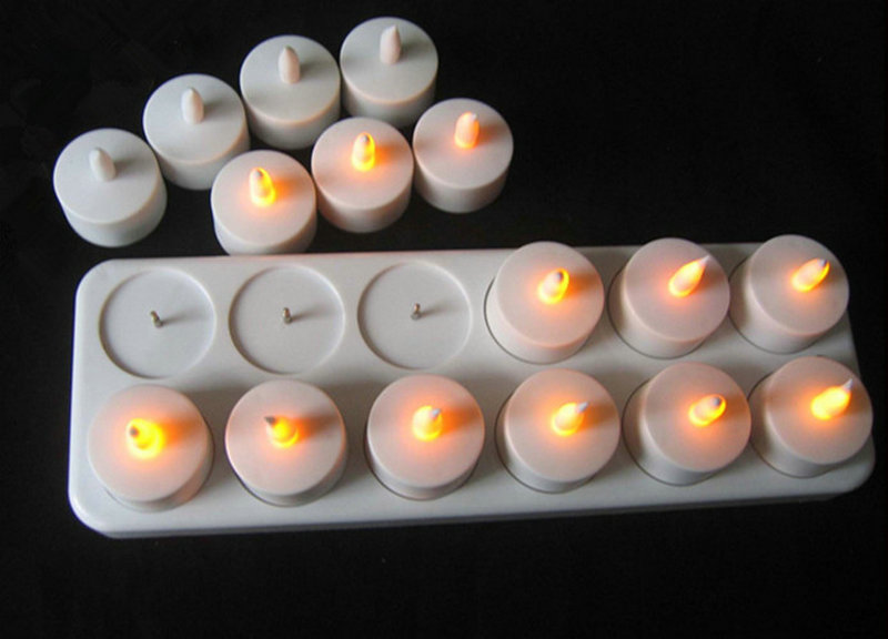 Holiday Candle Set - 12개 세트 충전식 LED 캔들 무불꽃