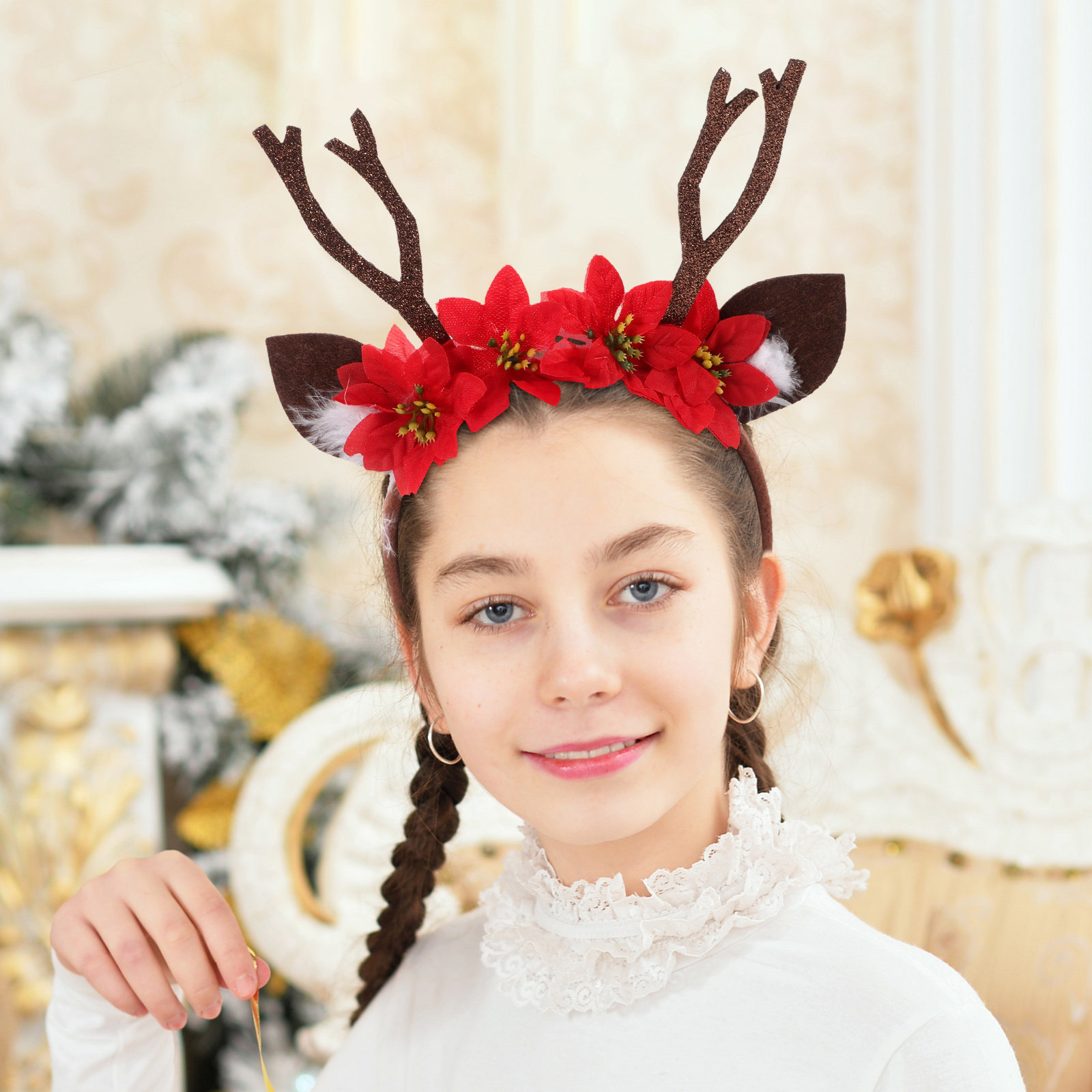 Reindeer Antlers Headband - 순록 뿔 크리스마스 헤어밴드 사슴 귀