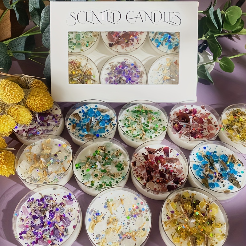 Holiday Candle Set - 향기로운 양초 6개 세트 향수 크리스탈