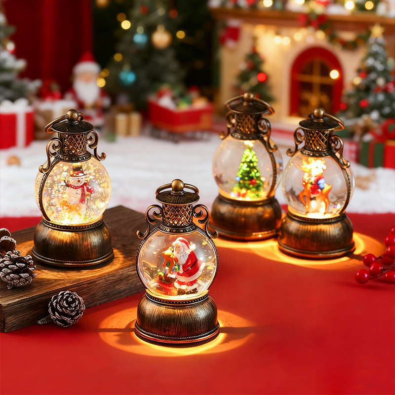 Snow Globe Musical - 빈티지 스타일 USB 전원 스노우 글로브