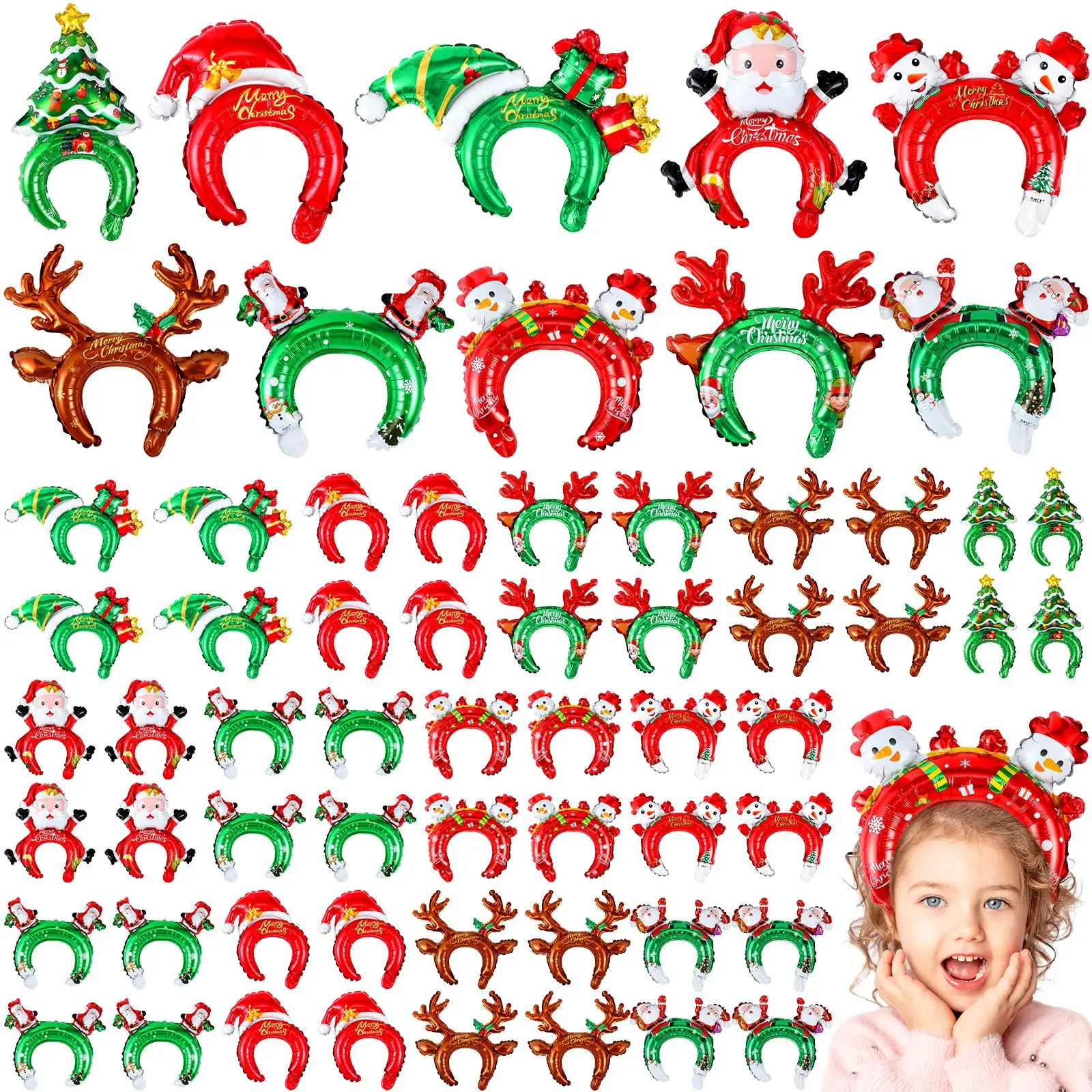 Reindeer Antlers Headband - 크리스마스 풍선 머리띠 산타 눈사람 풍선