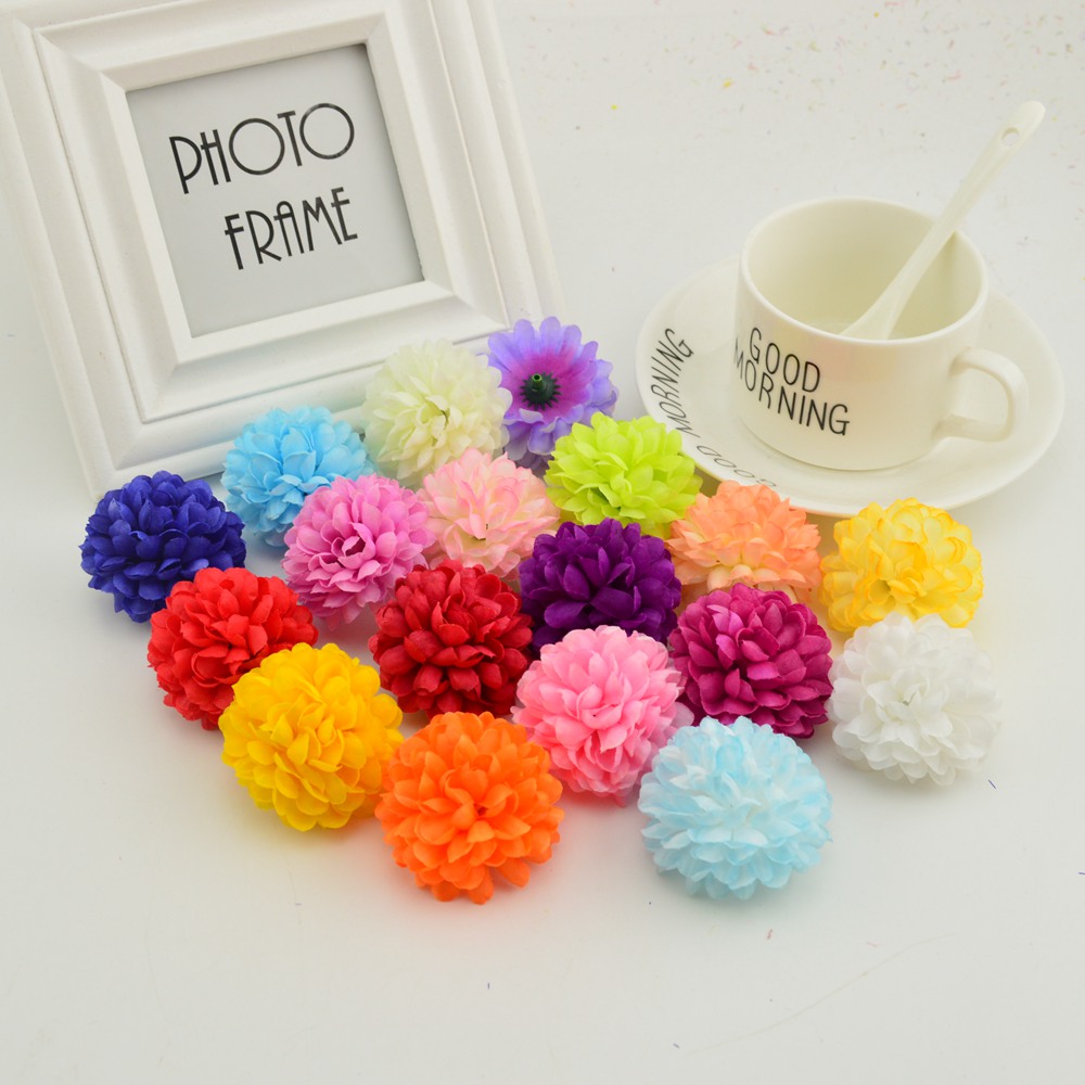 Christmas Wreath Fake - 200PCS 5CM 실크 국화 인공 꽃