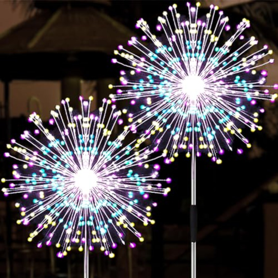 Christmas Lights Outdoor - 태양열 불꽃놀이 조명, 다양한 조명 모드,