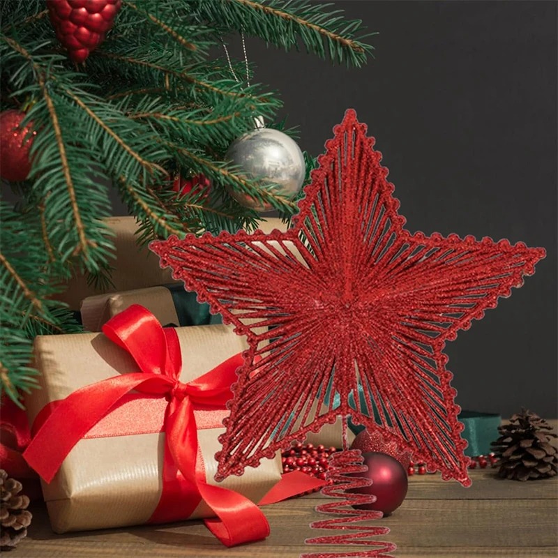 25cm 레드 반짝이 크리스마스 트리 토퍼 철 스타 크 - Star Tree Topper 리뷰 및 가격