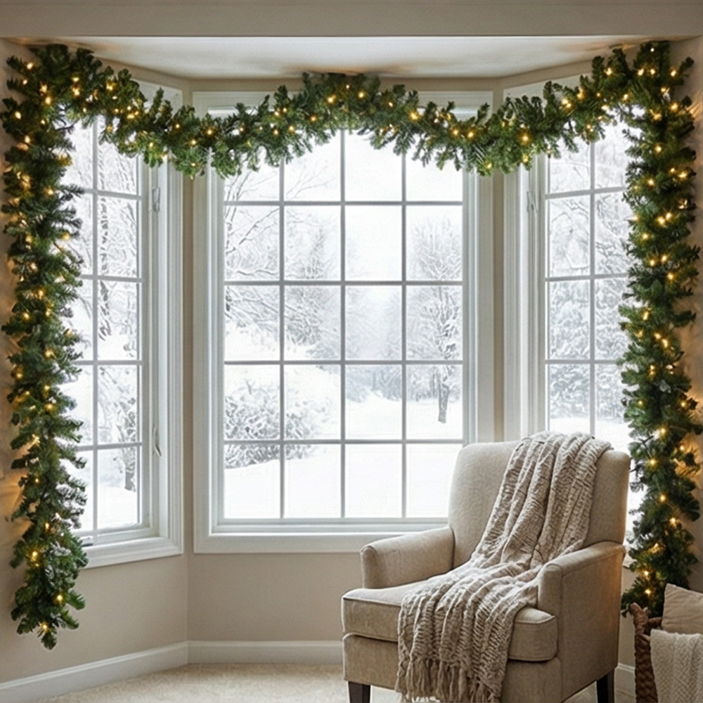 2.7M 인공 녹색 크리스마스 화환, LED 소나무 라 - Christmas Wreath Fake 리뷰 및 가격