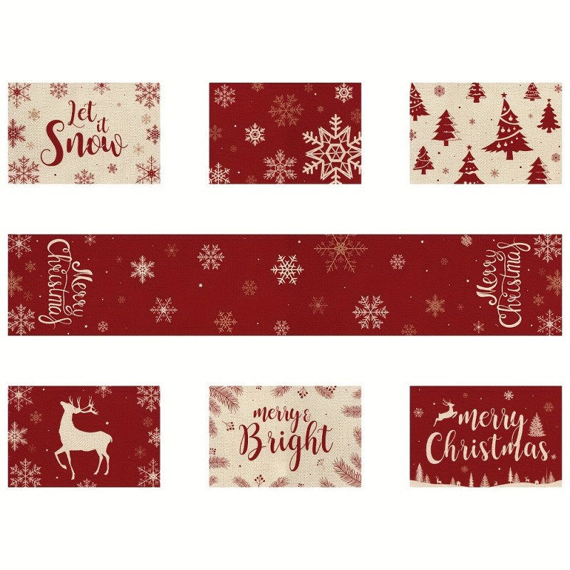 7피스 크리스마스 테이블 매트 및 테이블 러너 세트는  - Christmas Table Runner 리뷰 및 가격