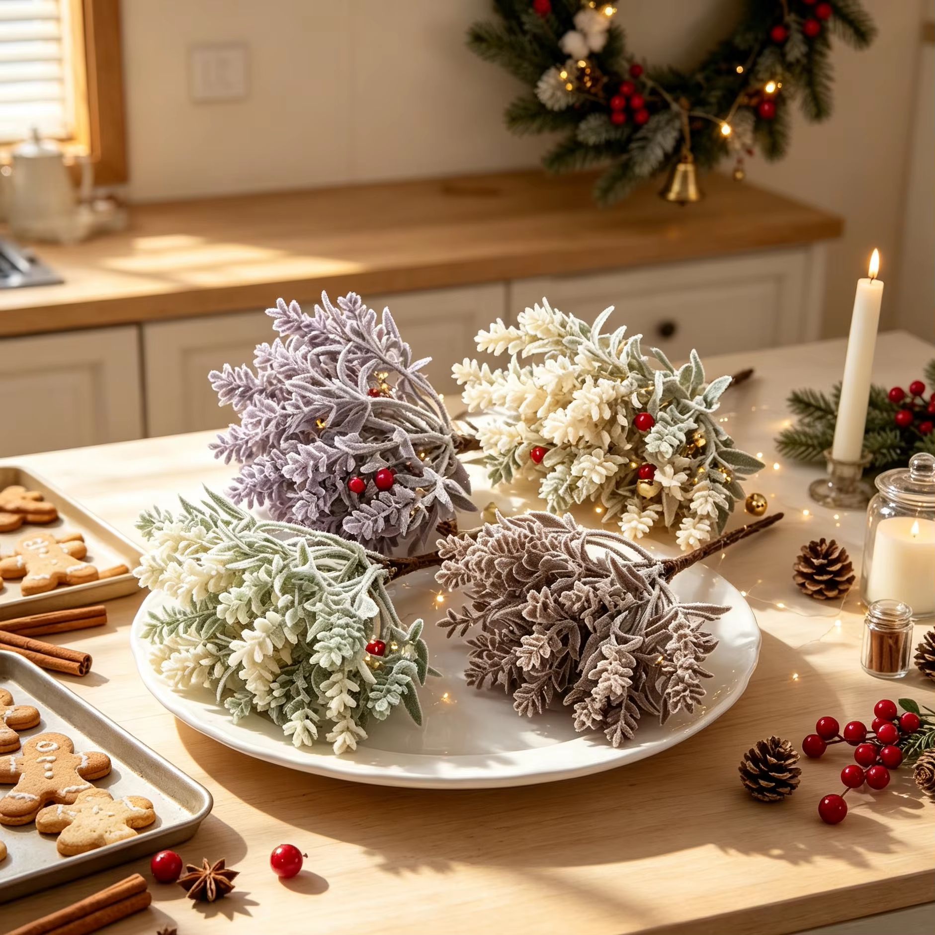 1/5PCS 인공 플라스틱 꽃 크리스마스 장식 꽃병 홈 - Christmas Wreath Fake 리뷰 및 가격