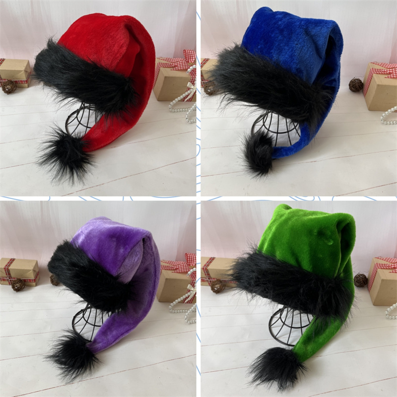 어린이와 성인을 위한 봉제 산타클로스 모자, 검은색 테 - Santa Hat Plush 리뷰 및 가격