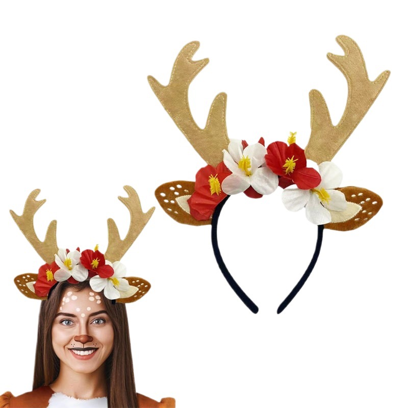 할로윈 크리스마스 동물 의상 파티를 위한 순록 의상 세 - Reindeer Antlers Headband 리뷰 및 가격