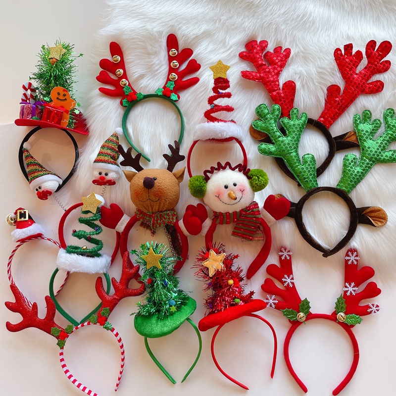 1-15pcs 크리스마스 머리띠 눈사람 순록 뿔 산타  - Reindeer Antlers Headband 리뷰 및 가격