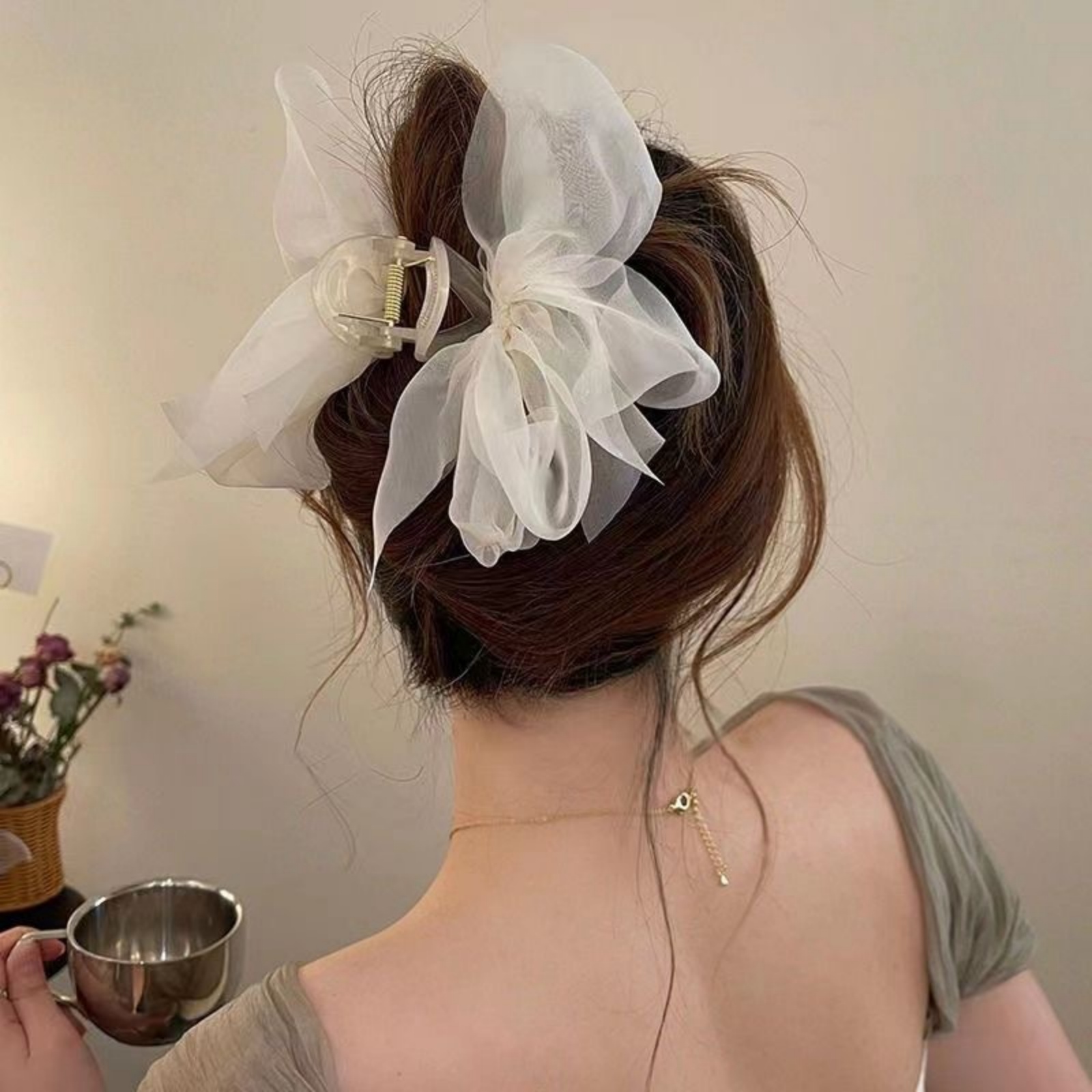 1PC 패션 메쉬 튤 큰 리본 집게핀 우아한 레트로 여 - Ribbon Bow Gift 리뷰 및 가격