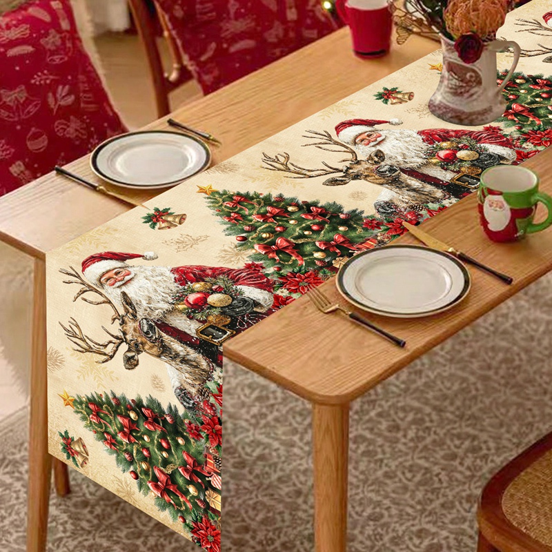 빈티지 크리스마스 테이블 러너 레트로 산타클로스 테이블 - Christmas Table Runner 리뷰 및 가격