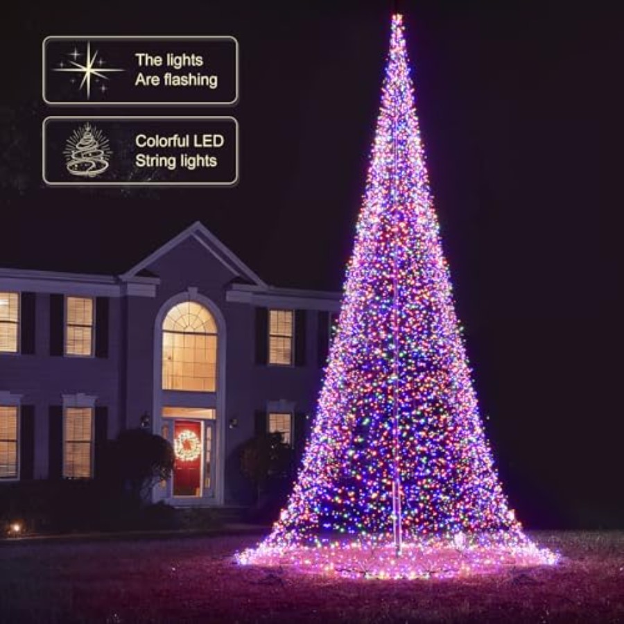 야외용 깃대 LED 크리스마스 트리 33FT 8400  - Christmas Lights Outdoor 리뷰 및 가격