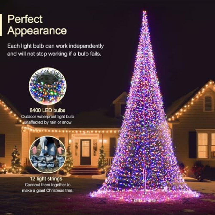 야외용 깃대 LED 크리스마스 트리 33FT 8400  - Christmas Lights Outdoor 리뷰 및 가격