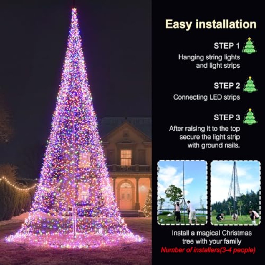야외용 깃대 LED 크리스마스 트리 33FT 8400  - Christmas Lights Outdoor 리뷰 및 가격
