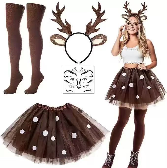 순록 의상 세트 뿔 머리띠와 꼬리 갈색 튤 튀튀 스커트 - Reindeer Antlers Headband 리뷰 및 가격