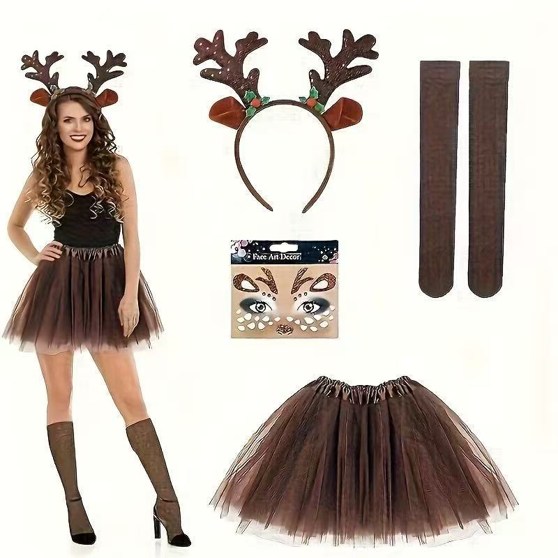 순록 의상 세트 뿔 머리띠와 꼬리 갈색 튤 튀튀 스커트 - Reindeer Antlers Headband 리뷰 및 가격