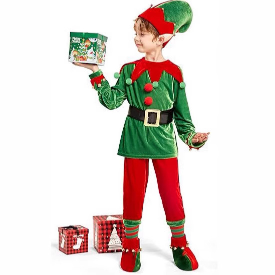 크리스마스 엘프 의상 세트, 녹색 빨간색 벨벳 의상,  - Elf Costume Christmas 리뷰 및 가격
