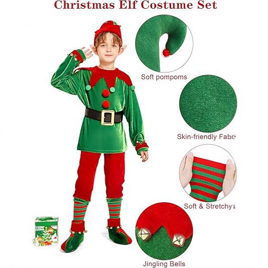 크리스마스 엘프 의상 세트, 녹색 빨간색 벨벳 의상,  - Elf Costume Christmas 리뷰 및 가격