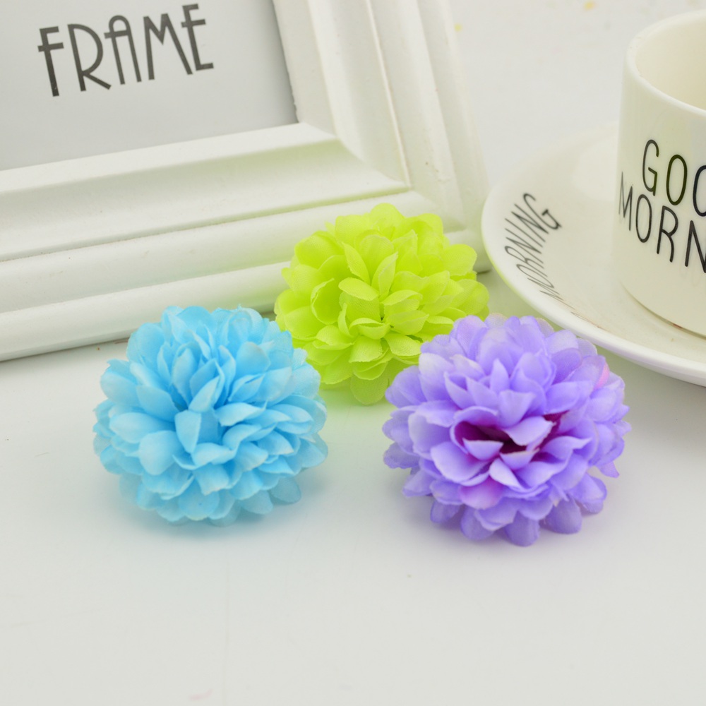 200PCS 5CM 실크 국화 인공 꽃 저렴한 머리 홈 - Christmas Wreath Fake 리뷰 및 가격