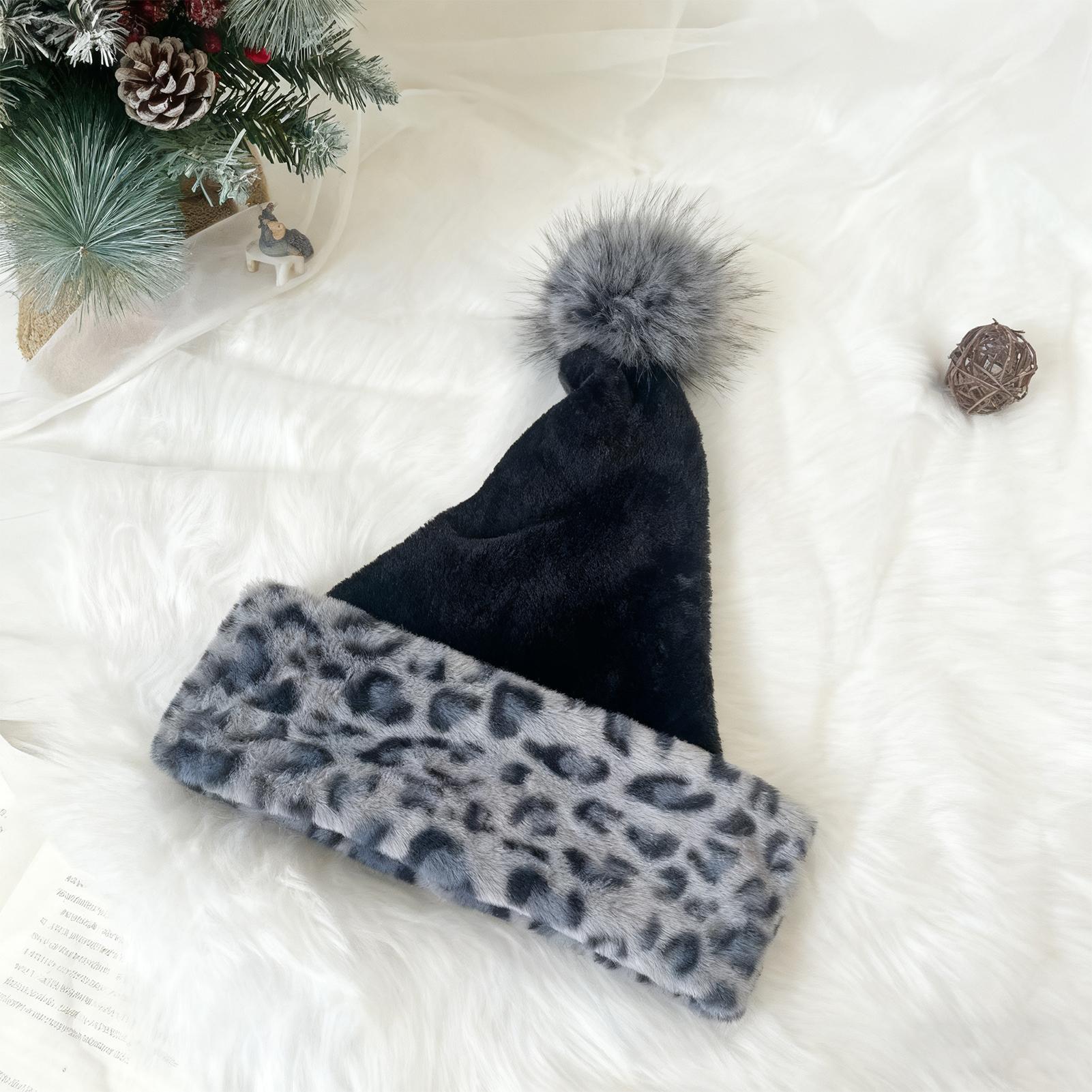 성인용 산타 모자 겨울 휴일 이중층 표범 무늬 플러시  - Santa Hat Plush 리뷰 및 가격